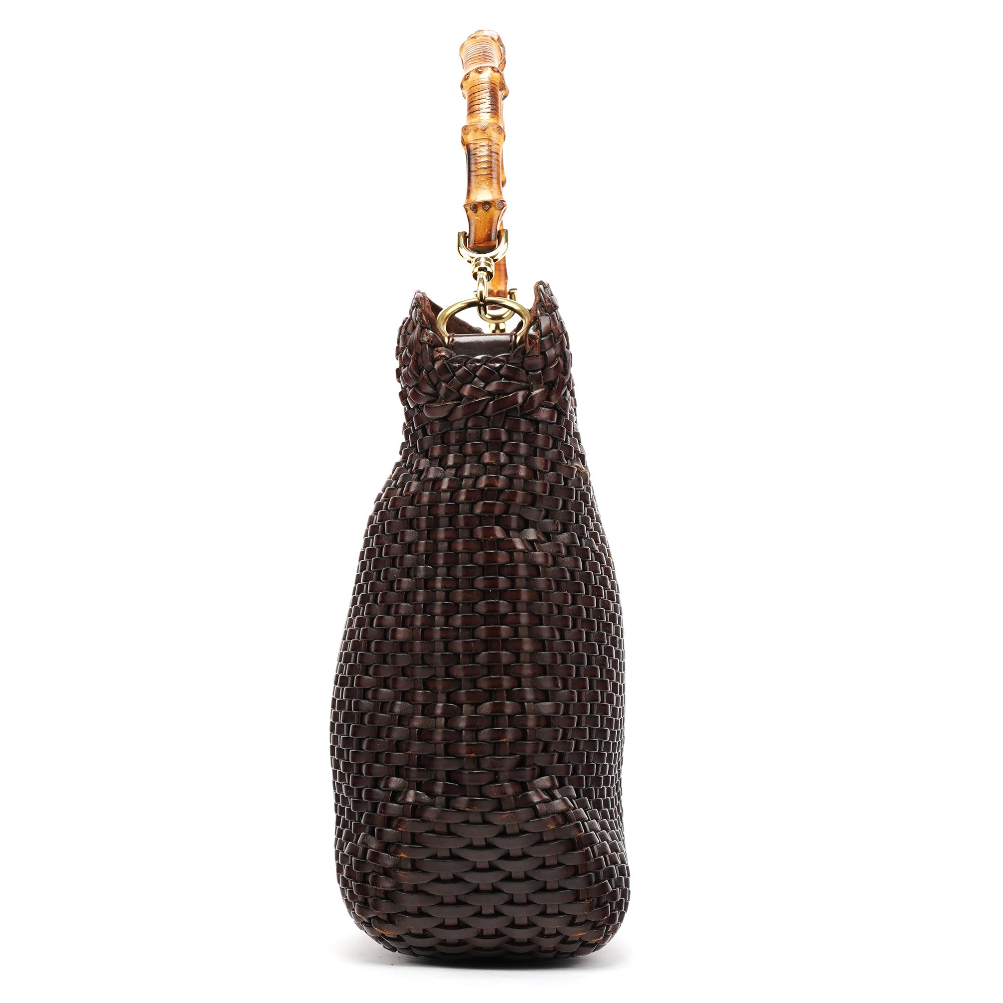 1996 Brown Woven Bamboo 2-Way Bag