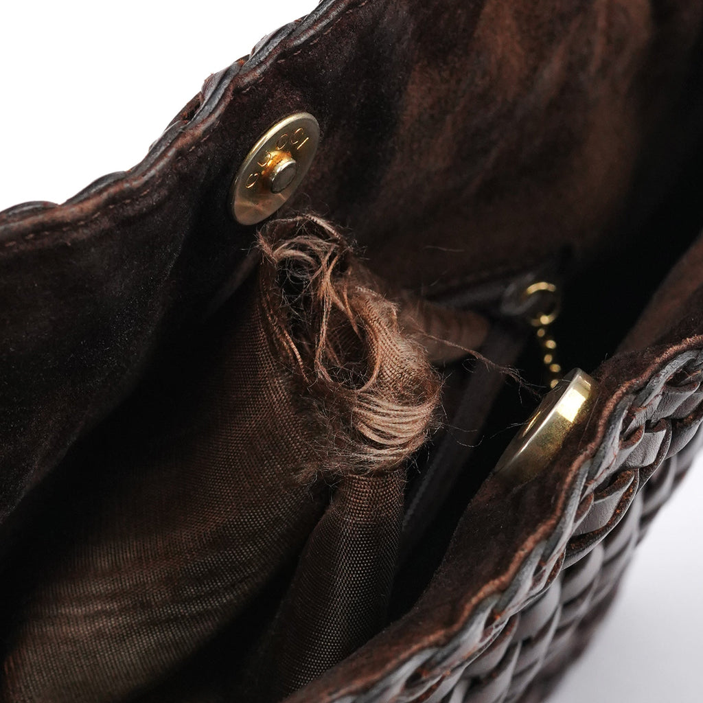 1996 Brown Woven Bamboo 2-Way Bag