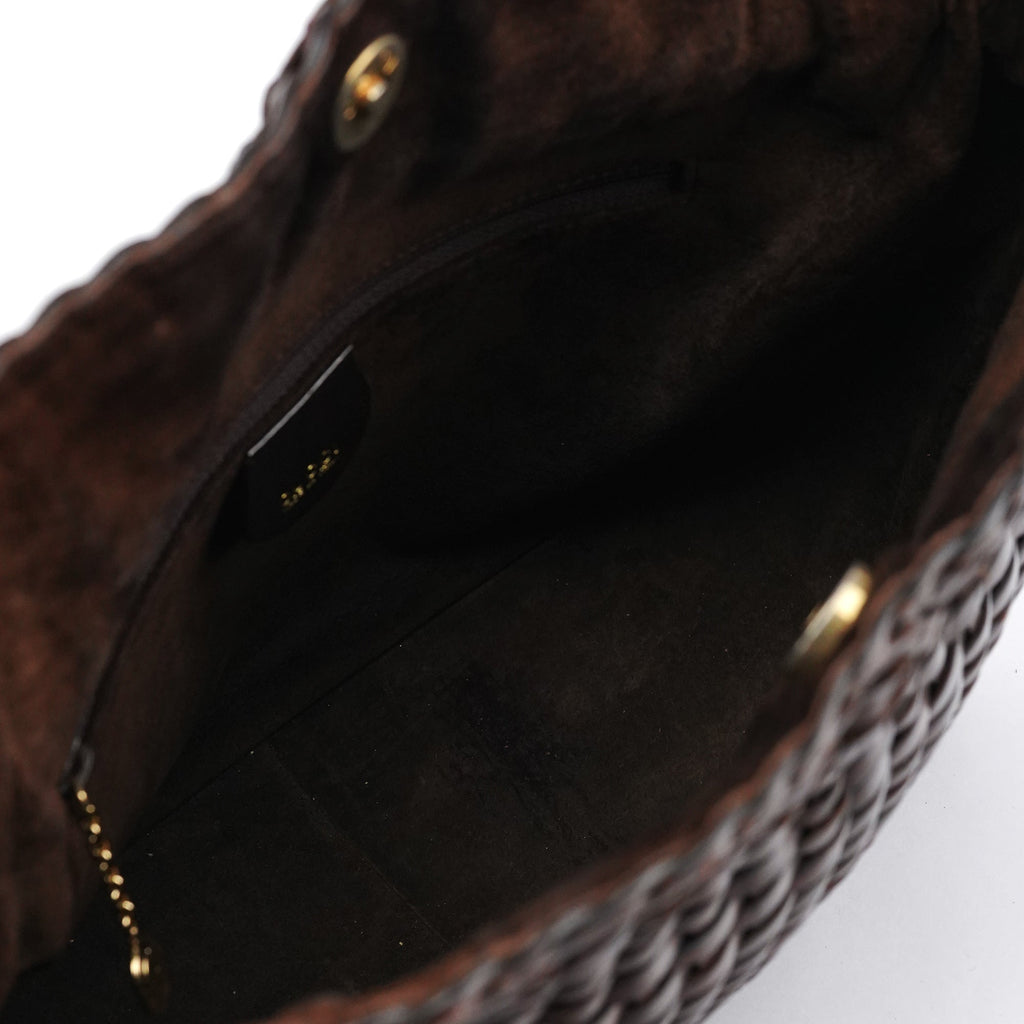 1996 Brown Woven Bamboo 2-Way Bag