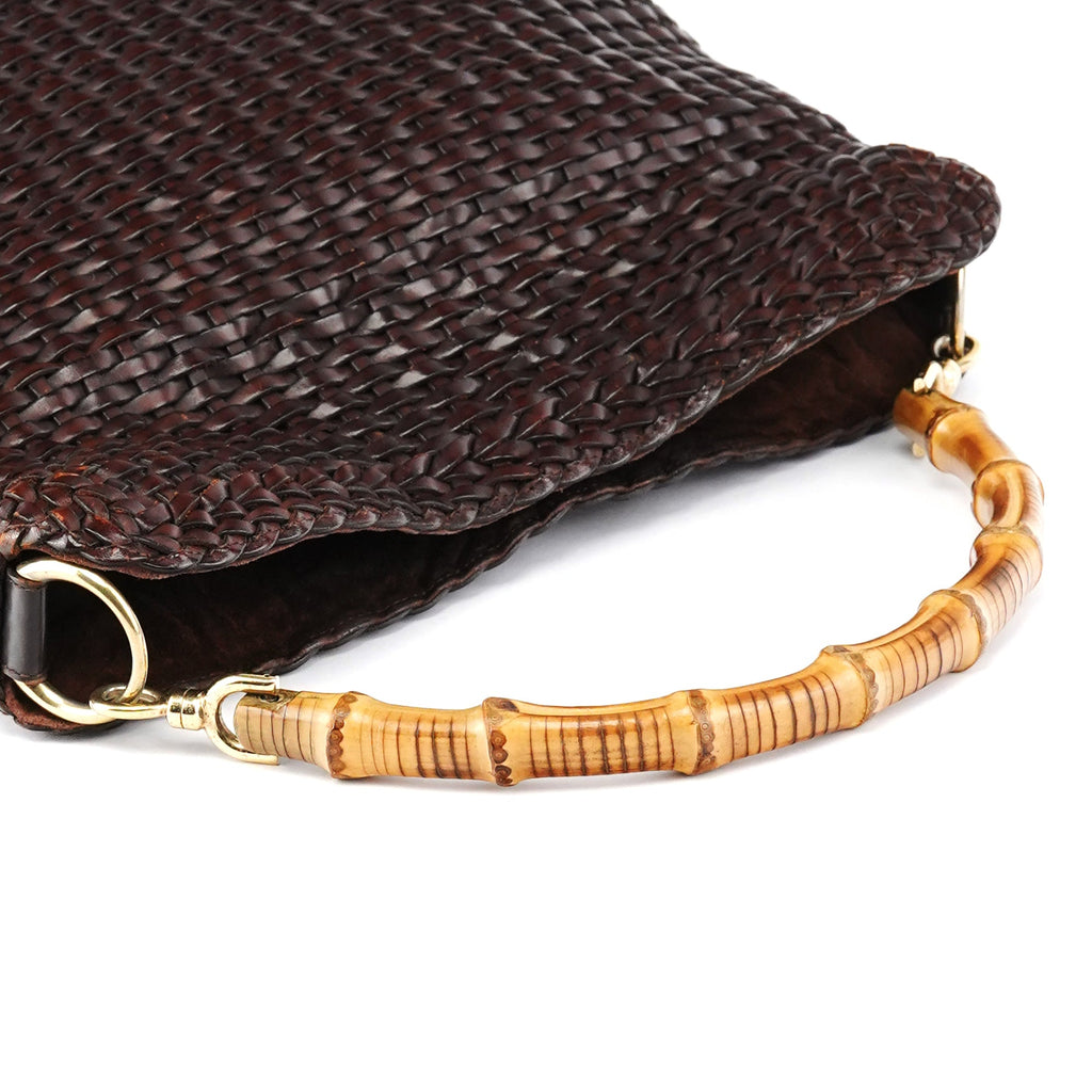 1996 Brown Woven Bamboo 2-Way Bag