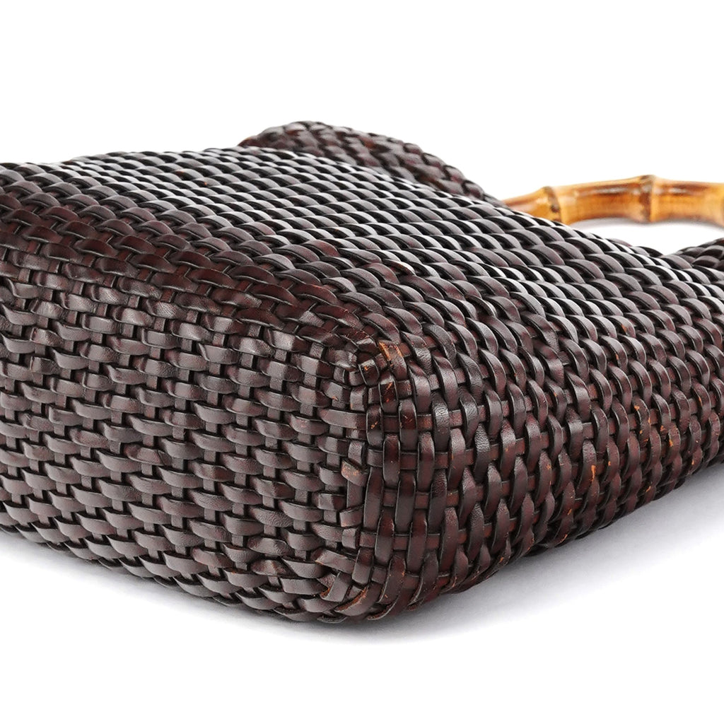 1996 Brown Woven Bamboo 2-Way Bag