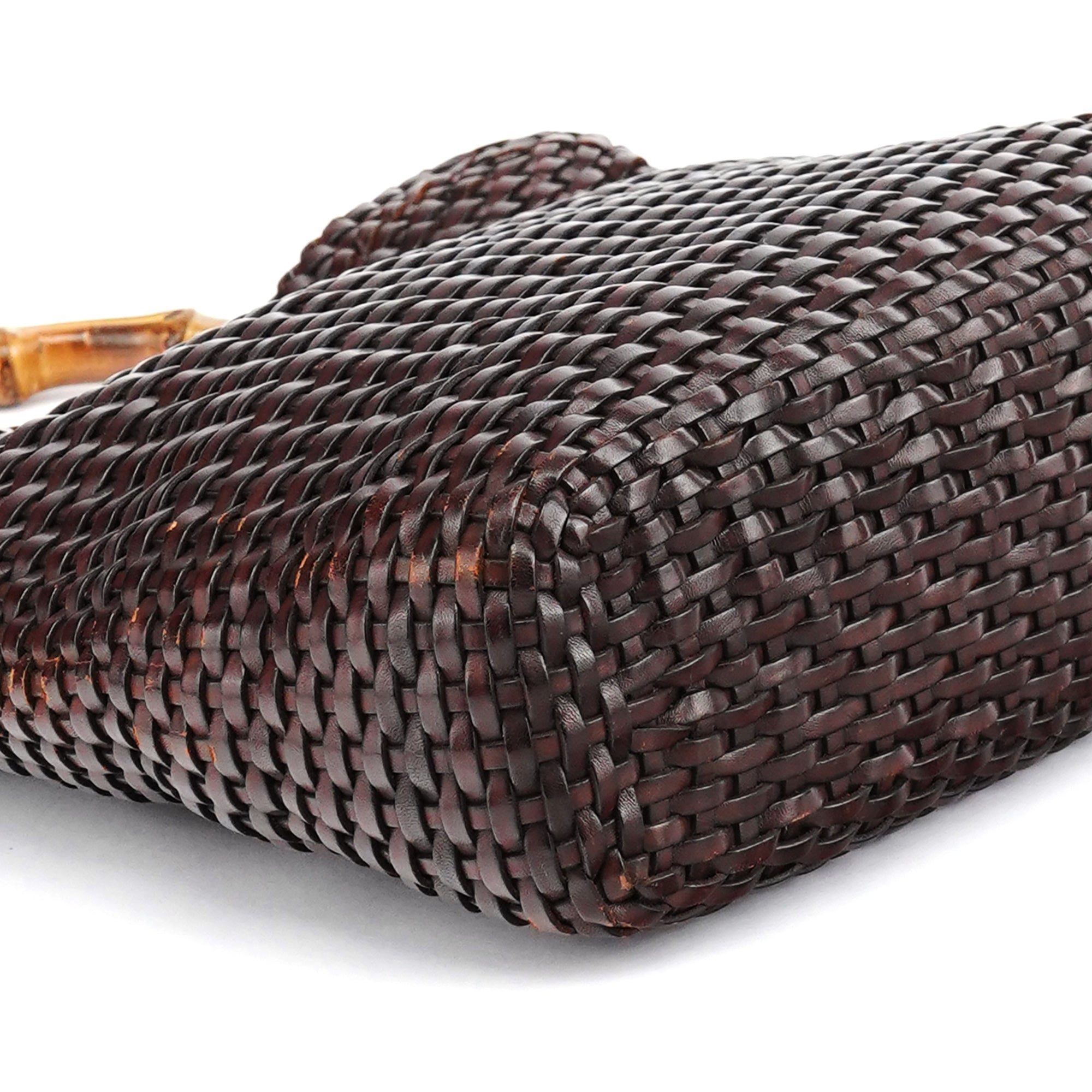 1996 Brown Woven Bamboo 2-Way Bag