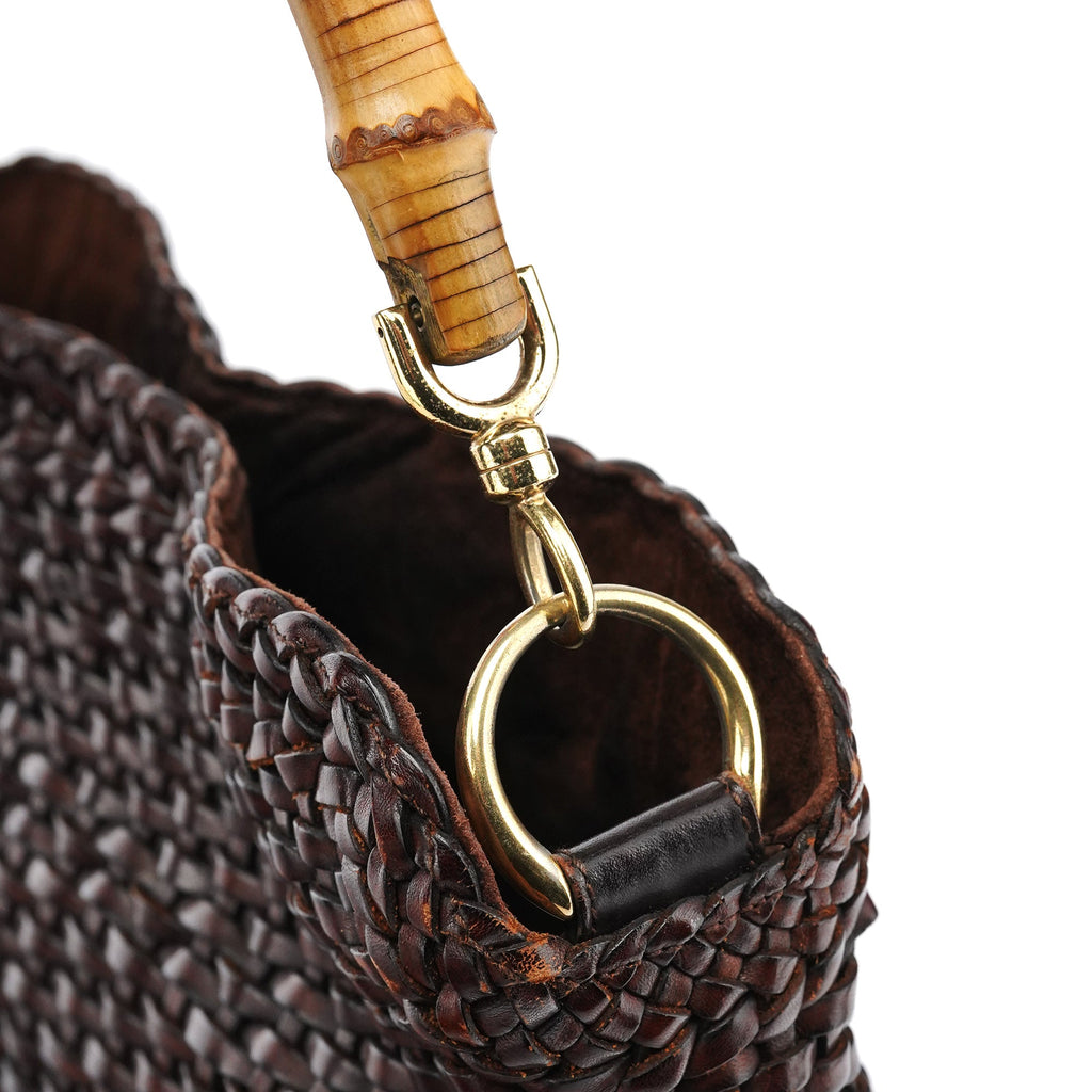 1996 Brown Woven Bamboo 2-Way Bag