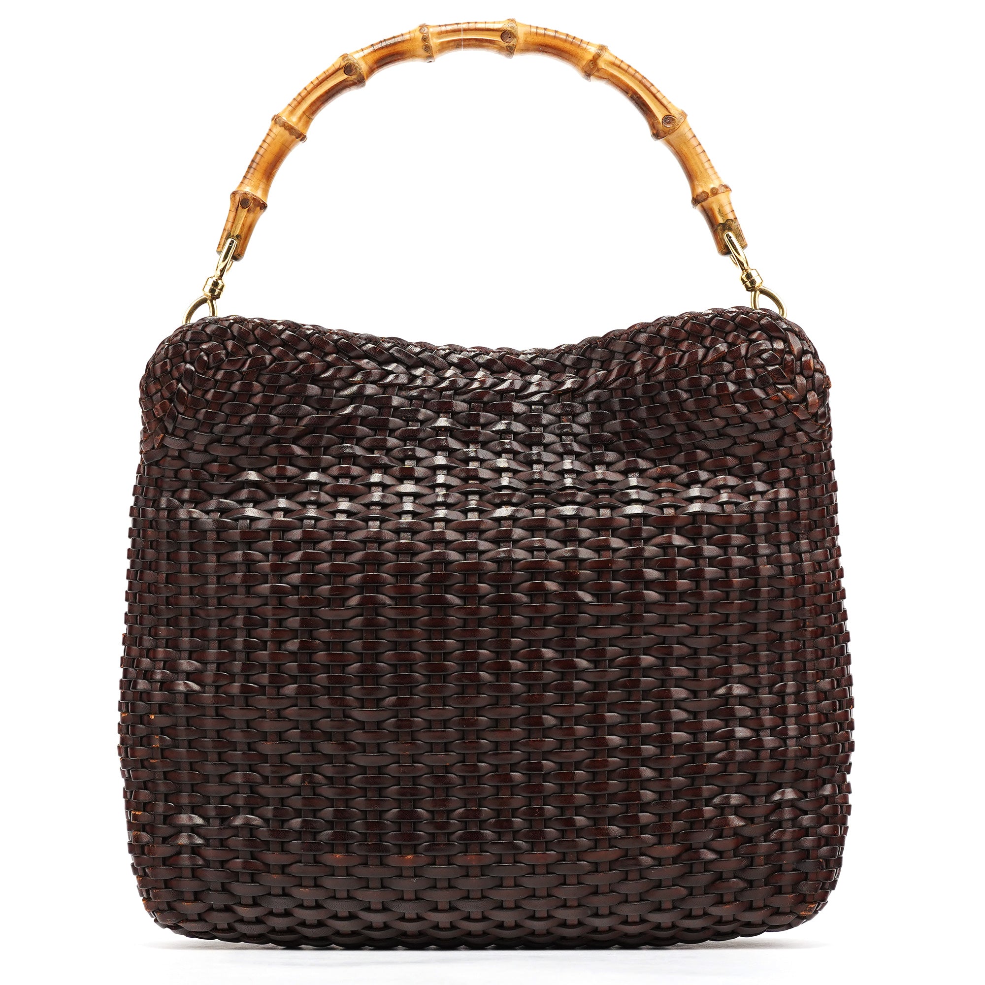 1996 Brown Woven Bamboo 2-Way Bag