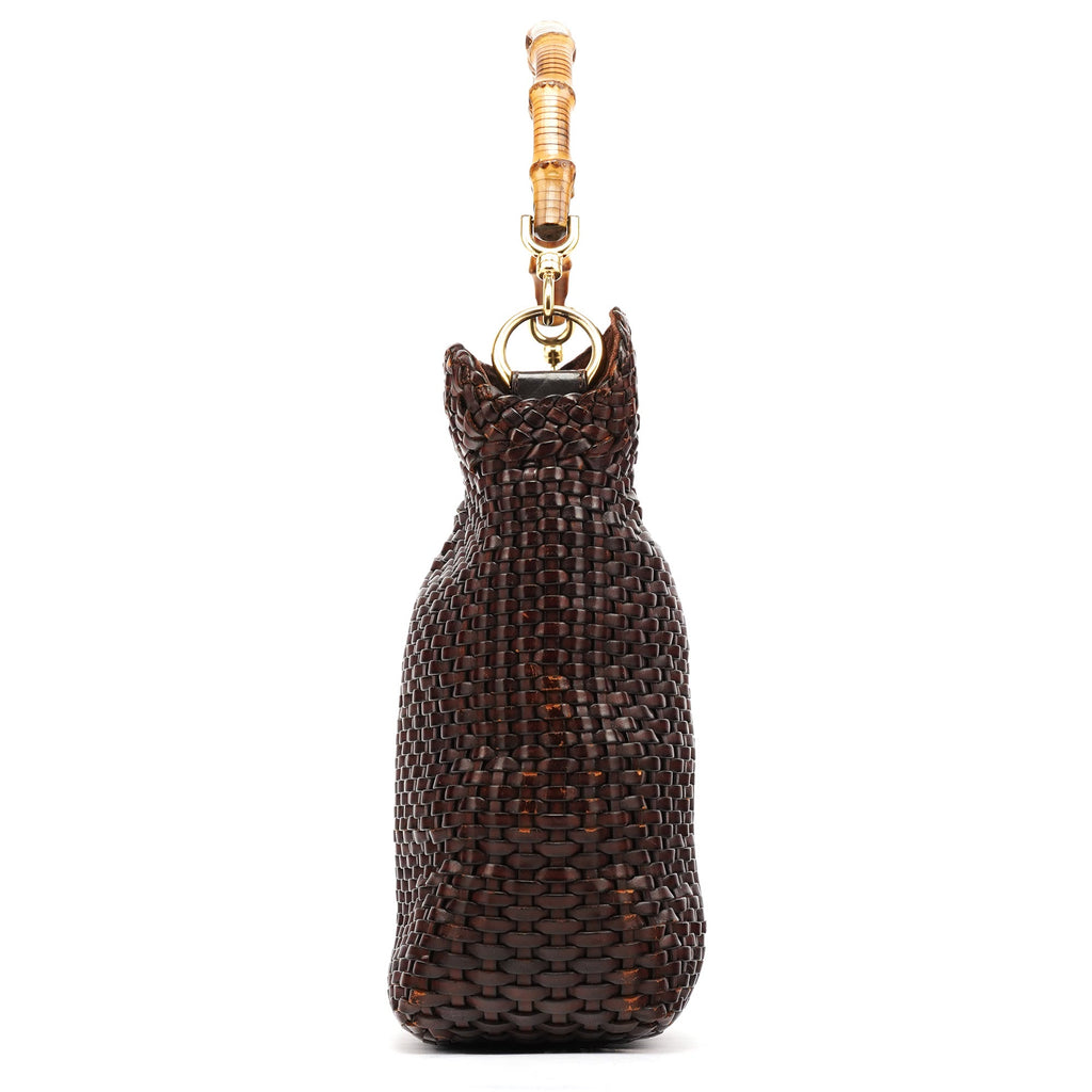 1996 Brown Woven Bamboo 2-Way Bag