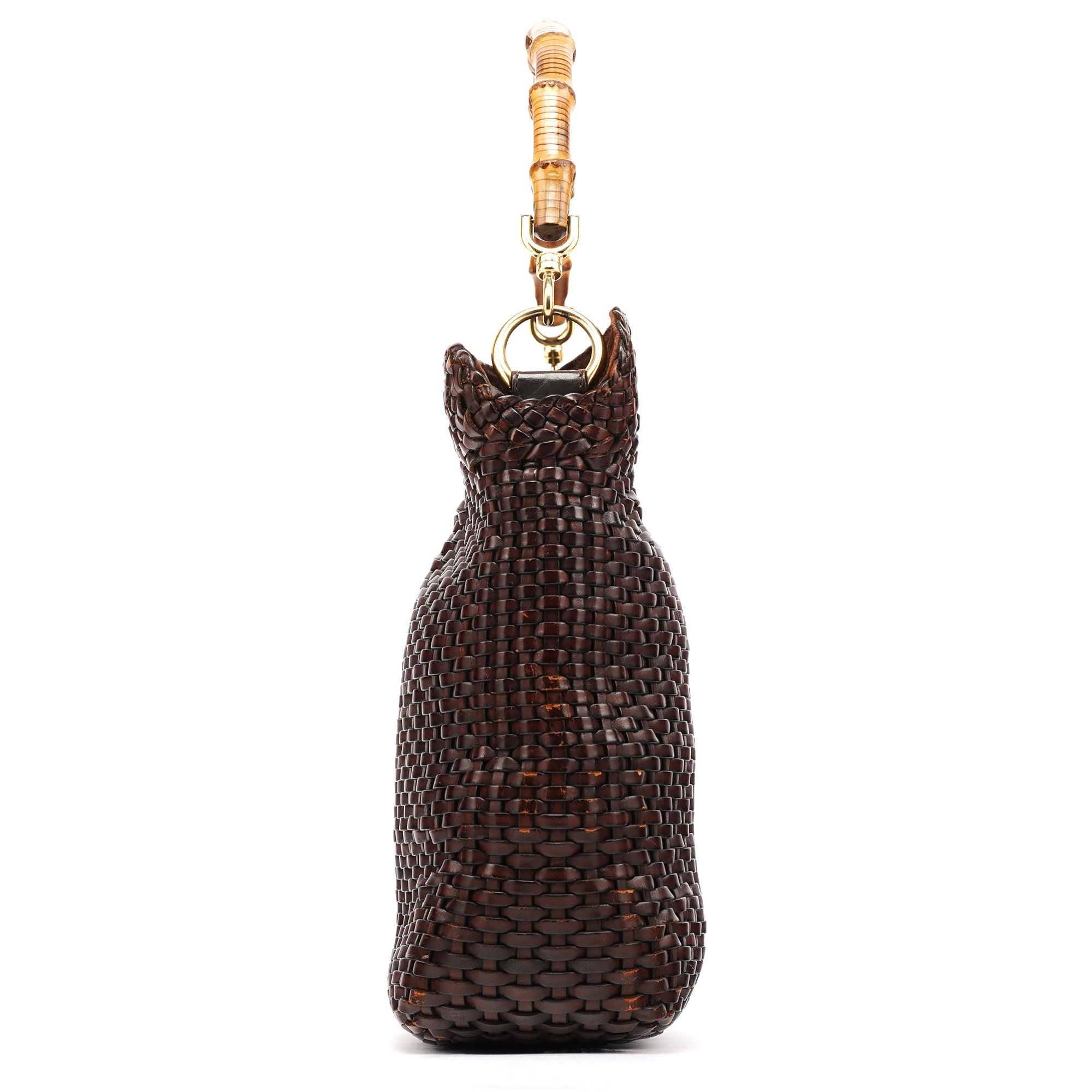 1996 Brown Woven Bamboo 2-Way Bag