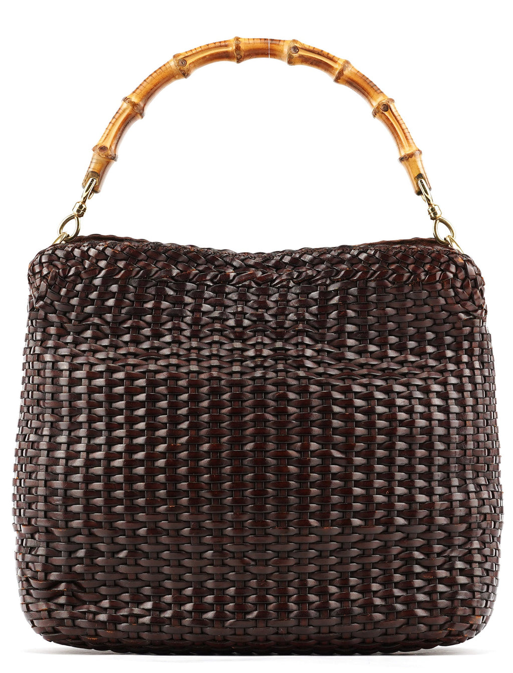1996 Brown Woven Bamboo 2-Way Bag