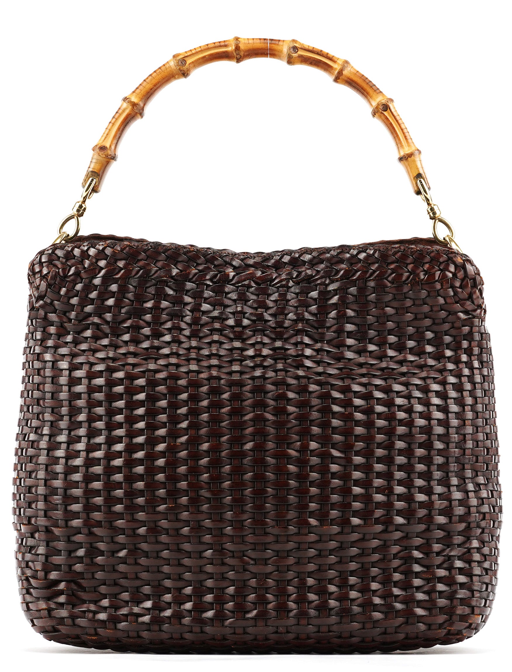 1996 Brown Woven Bamboo 2-Way Bag
