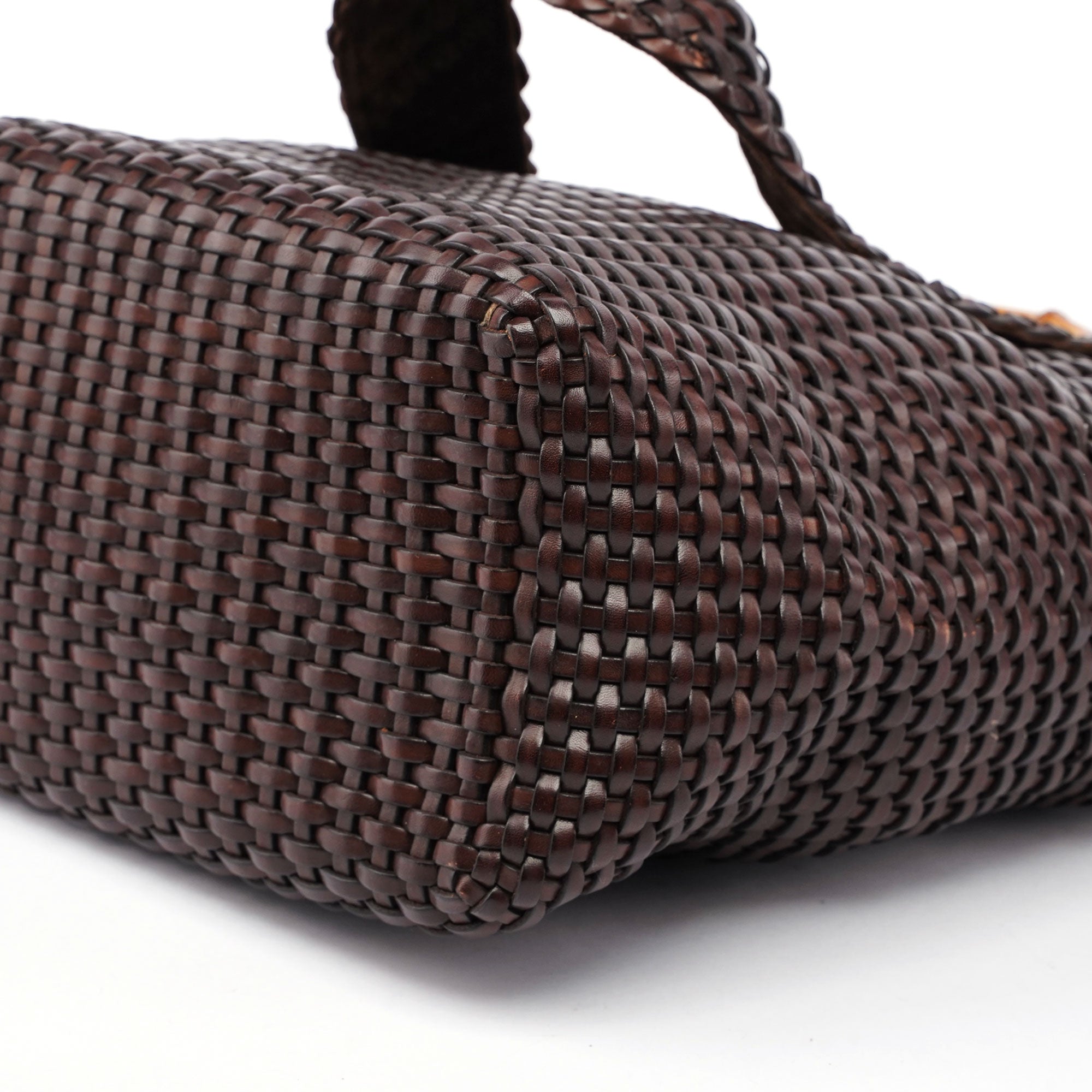 1996 Brown Woven Bamboo 2-Way Bag