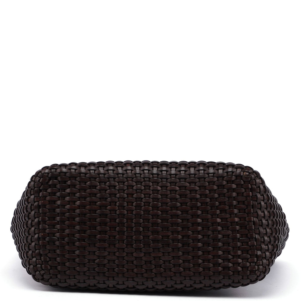 1996 Brown Woven Bamboo 2-Way Bag