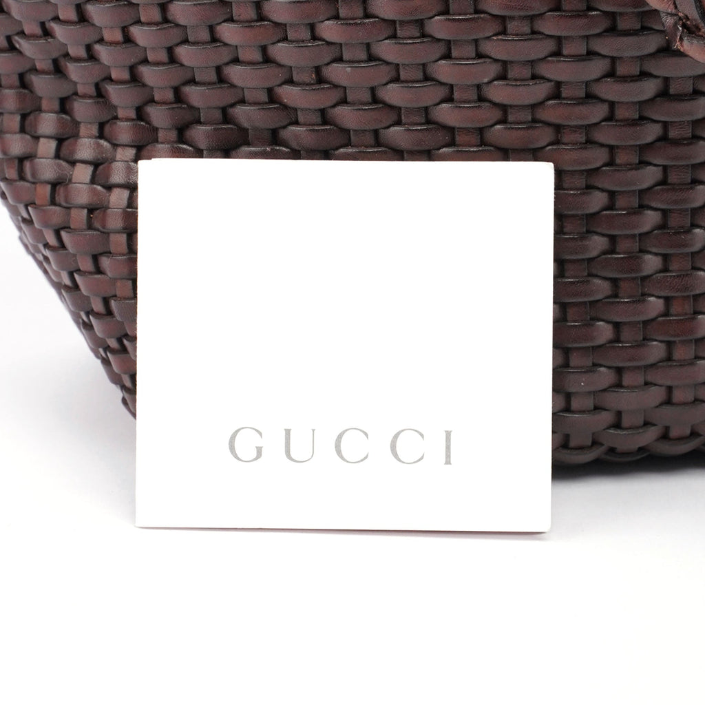 1996 Brown Woven Bamboo 2-Way Bag