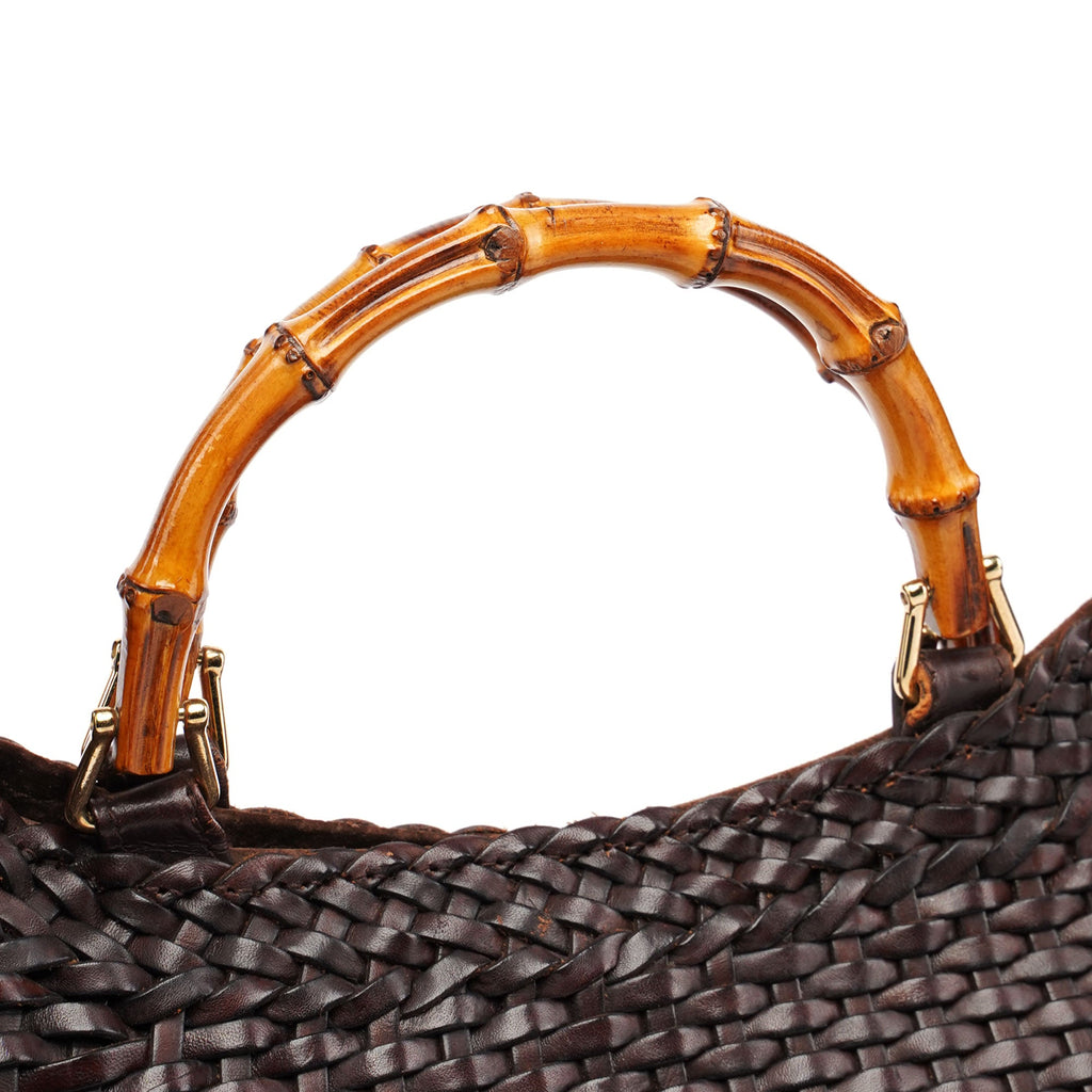 1996 Brown Woven Bamboo 2-Way Bag