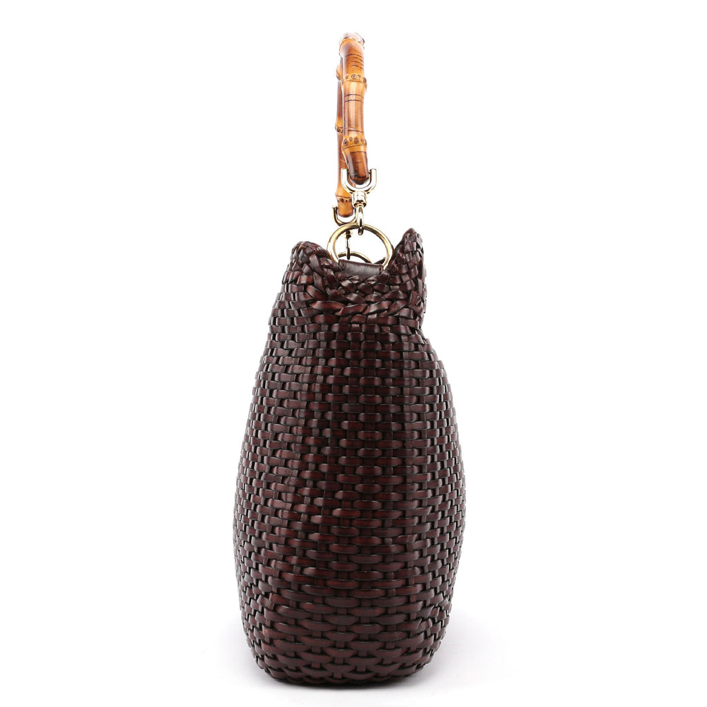 1996 Brown Woven Bamboo 2-Way Bag
