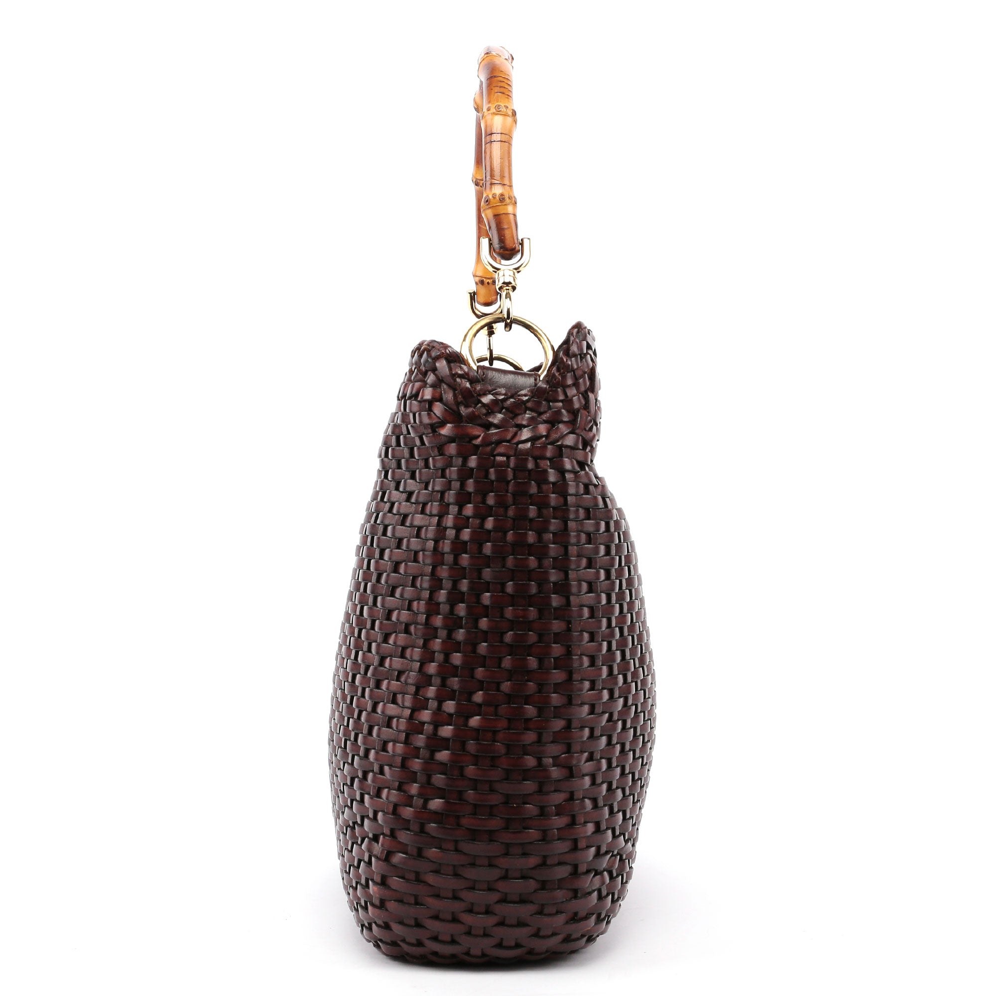 1996 Brown Woven Bamboo 2-Way Bag