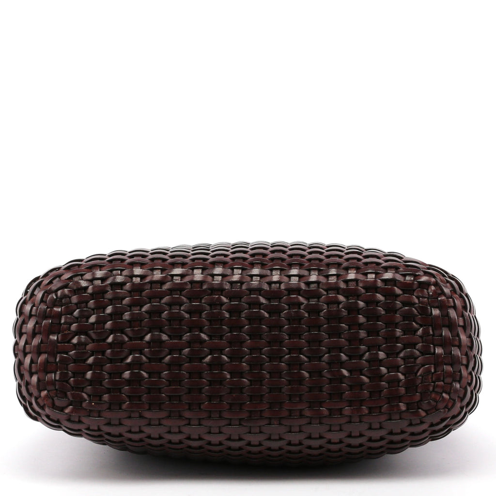 1996 Brown Woven Bamboo 2-Way Bag