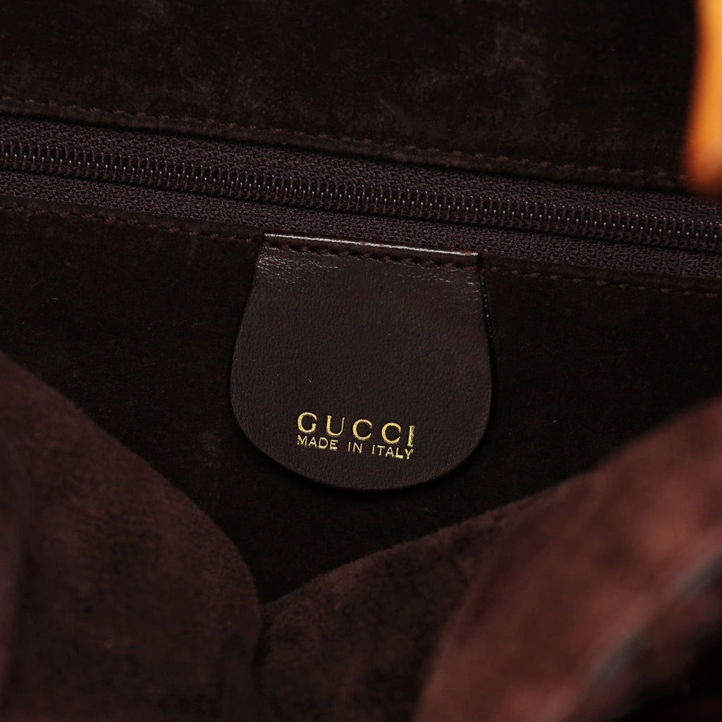 1996 Brown Woven Bamboo 2-Way Bag