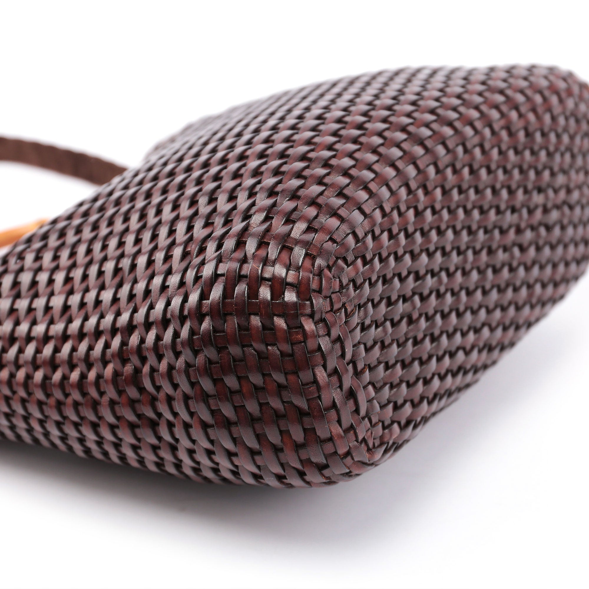 1996 Brown Woven Bamboo 2-Way Bag