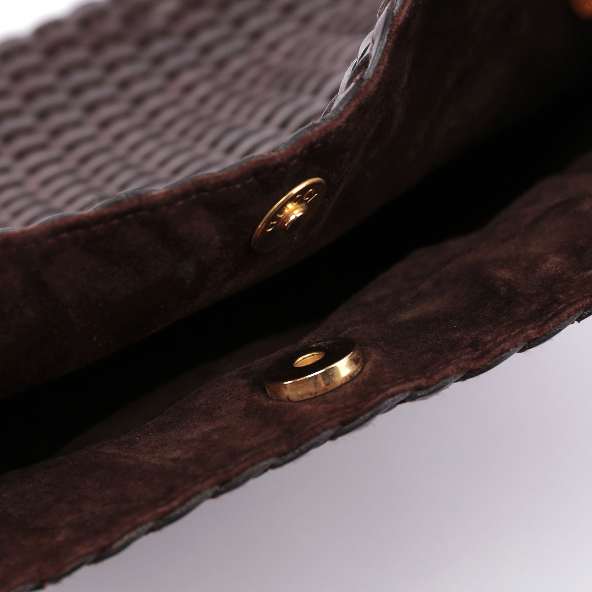 1996 Brown Woven Bamboo 2-Way Bag