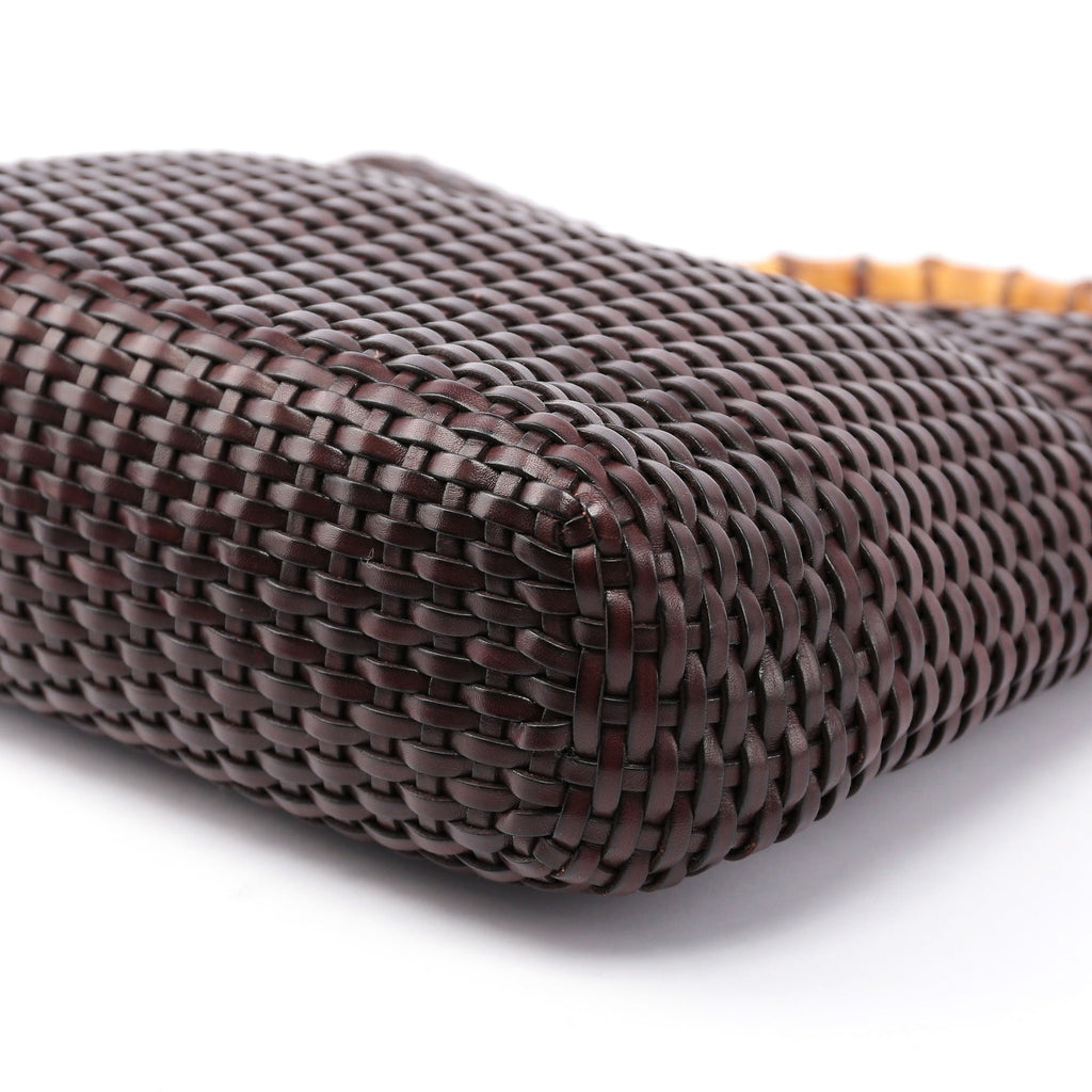1996 Brown Woven Bamboo 2-Way Bag