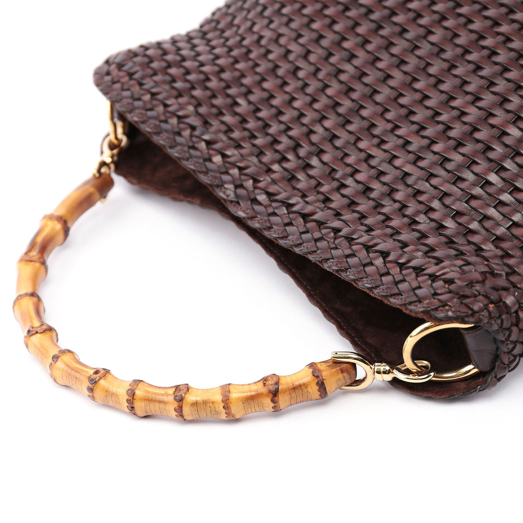 1996 Brown Woven Bamboo 2-Way Bag