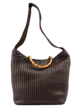 1996 Brown Woven Bamboo 2-Way Bag