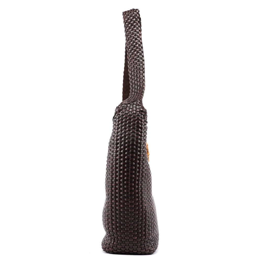 1996 Brown Woven Bamboo 2-Way Bag