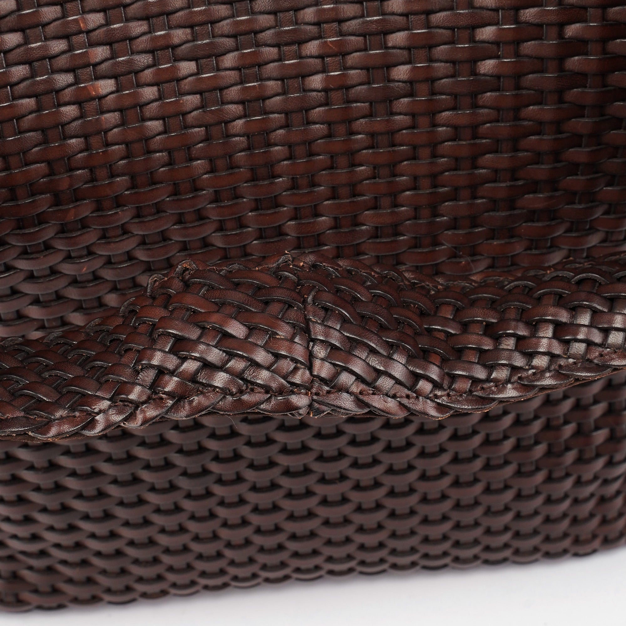 1996 Brown Woven Bamboo 2-Way Bag