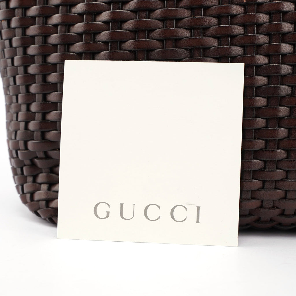 1996 Brown Woven Bamboo 2-Way Bag