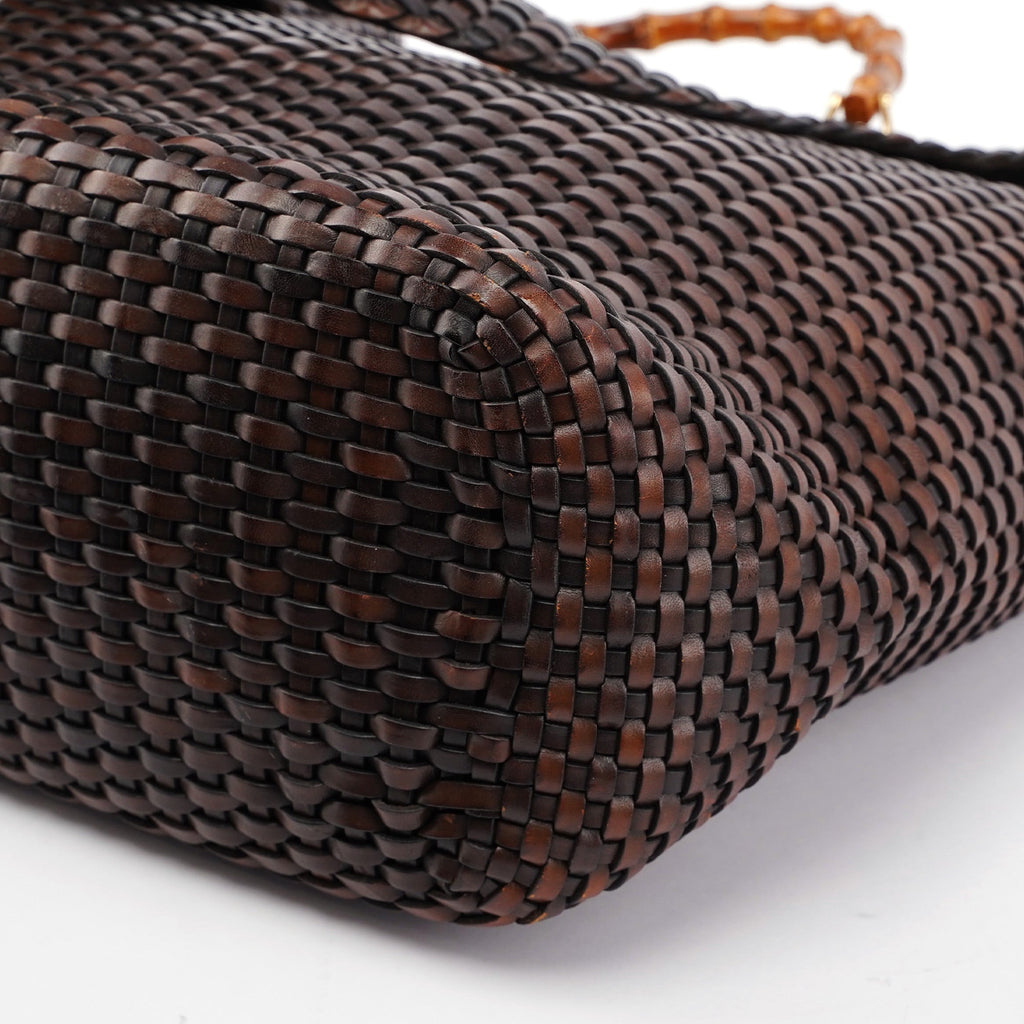 1996 Brown Woven Bamboo 2-Way Bag
