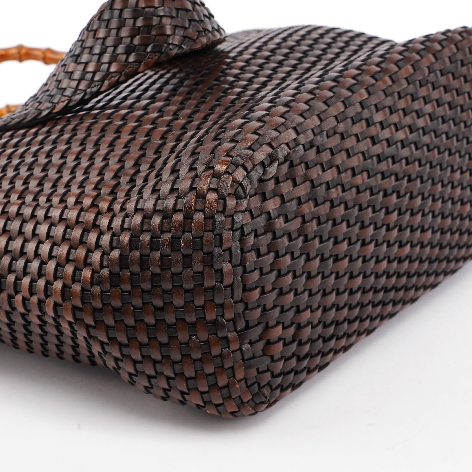1996 Brown Woven Bamboo 2-Way Bag