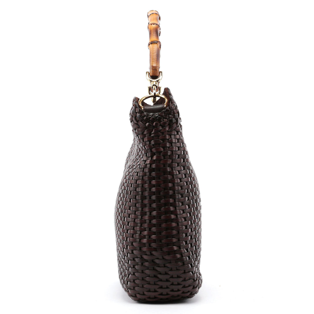 1996 Brown Woven Bamboo 2-Way Bag