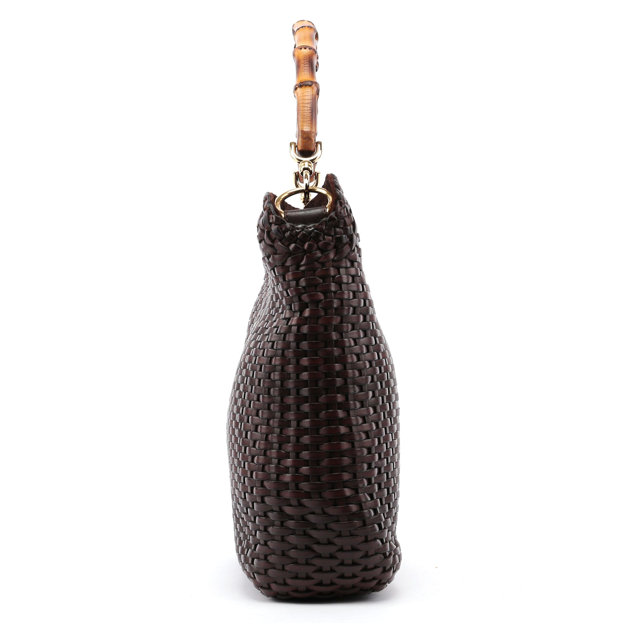 1996 Brown Woven Bamboo 2-Way Bag