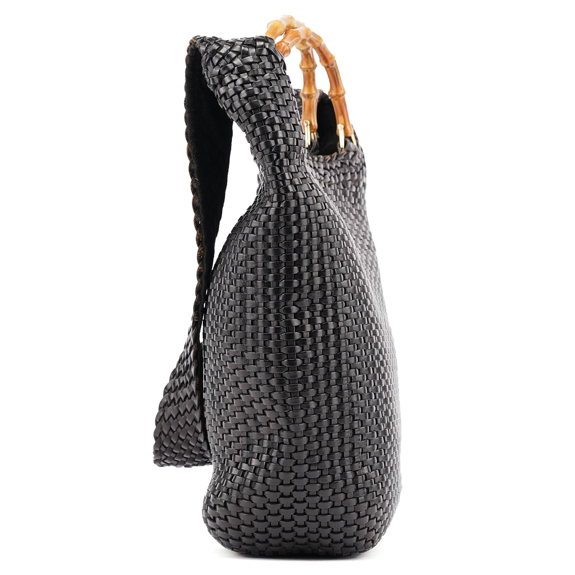 1996 Brown Woven Bamboo 2-Way Shoulder Bag