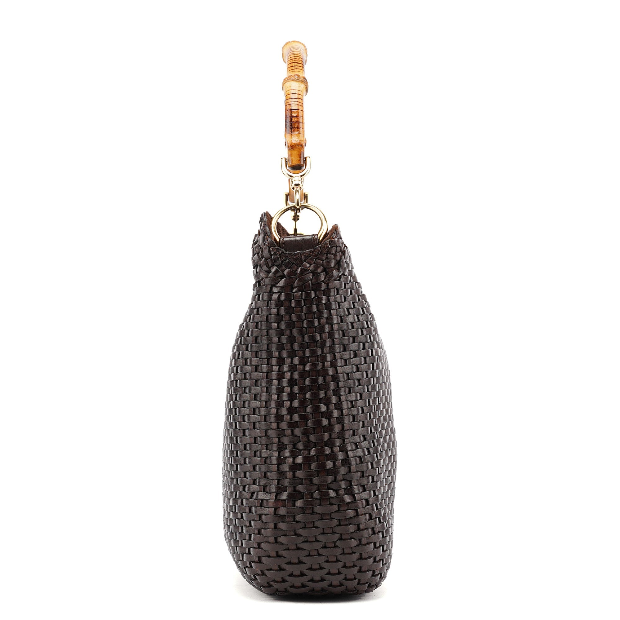 1996 Brown Woven Bamboo 2-Way Shoulder Bag