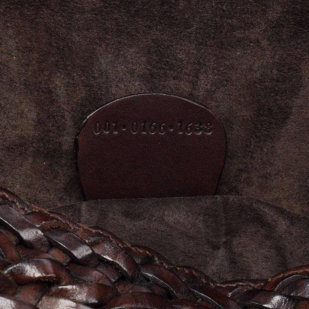 1996 Brown Woven Bamboo 2-Way Shoulder Bag