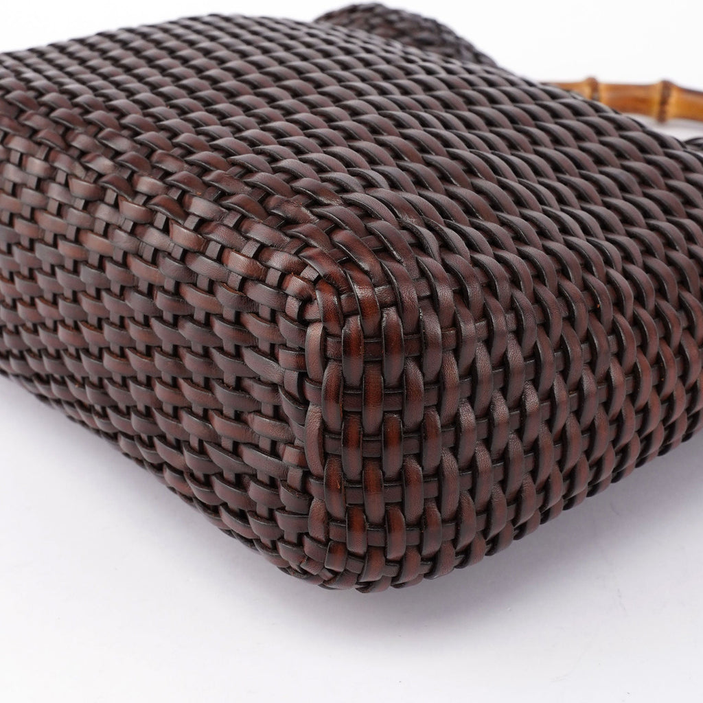 1996 Brown Woven Bamboo 2-Way Shoulder Bag