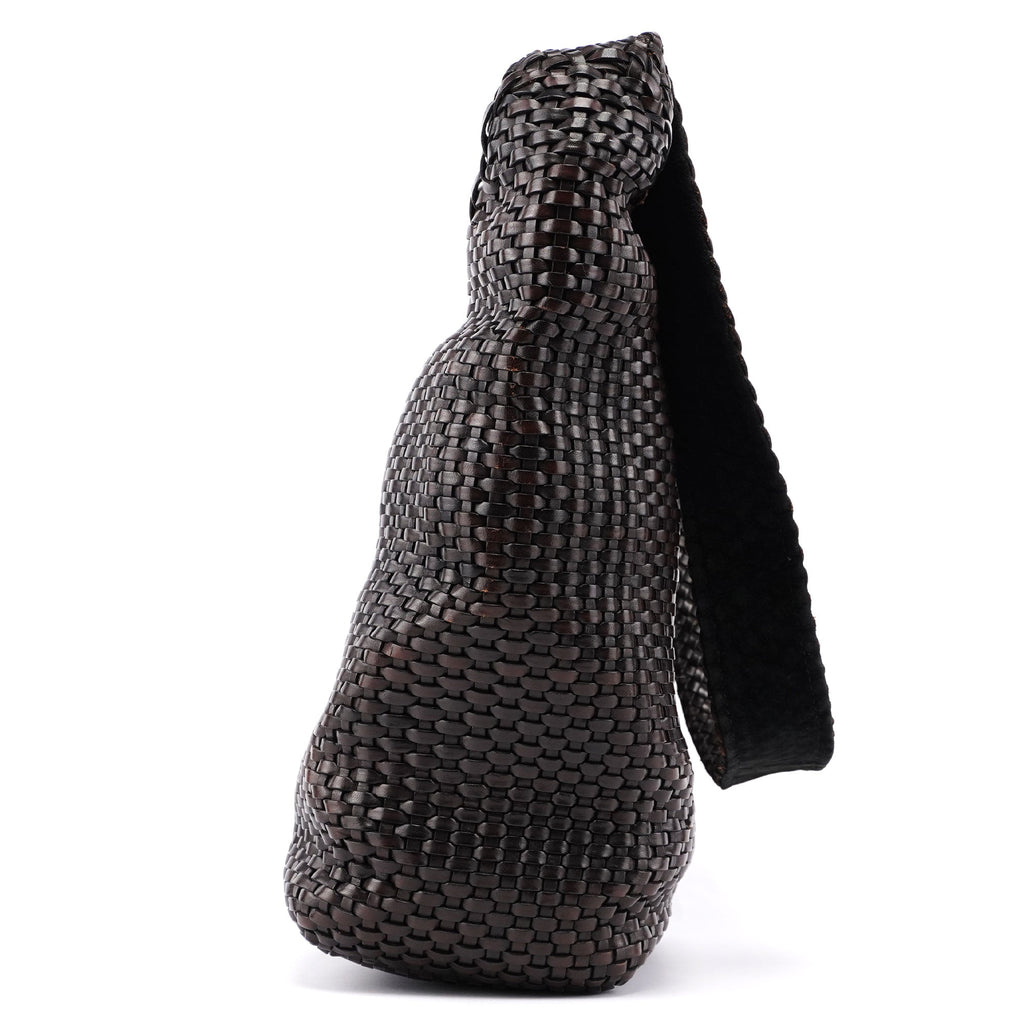 1996 Brown Woven Bamboo 2-Way Shoulder Bag