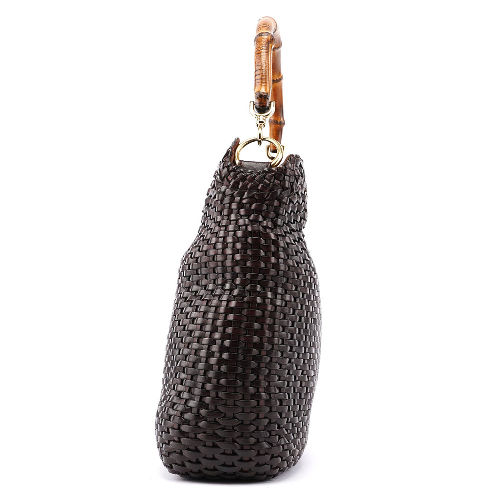 1996 Brown Woven Bamboo 2-Way Shoulder Bag