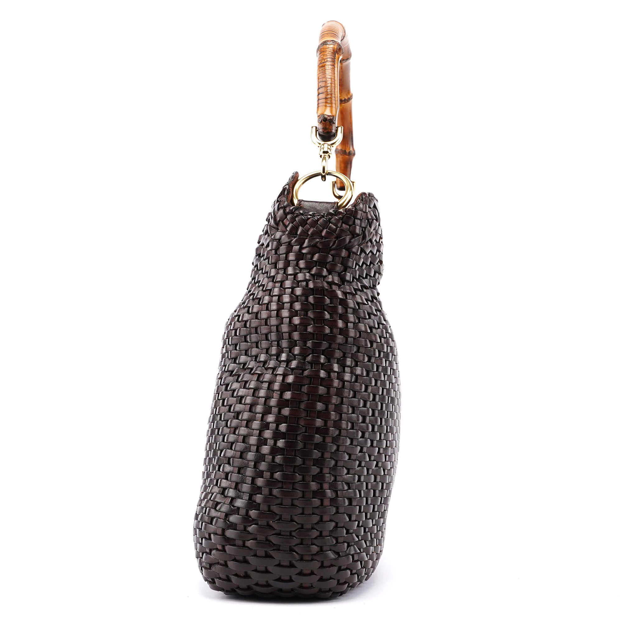 1996 Brown Woven Bamboo 2-Way Shoulder Bag