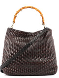 1996 Brown Woven Bamboo 2-Way Shoulder Bag