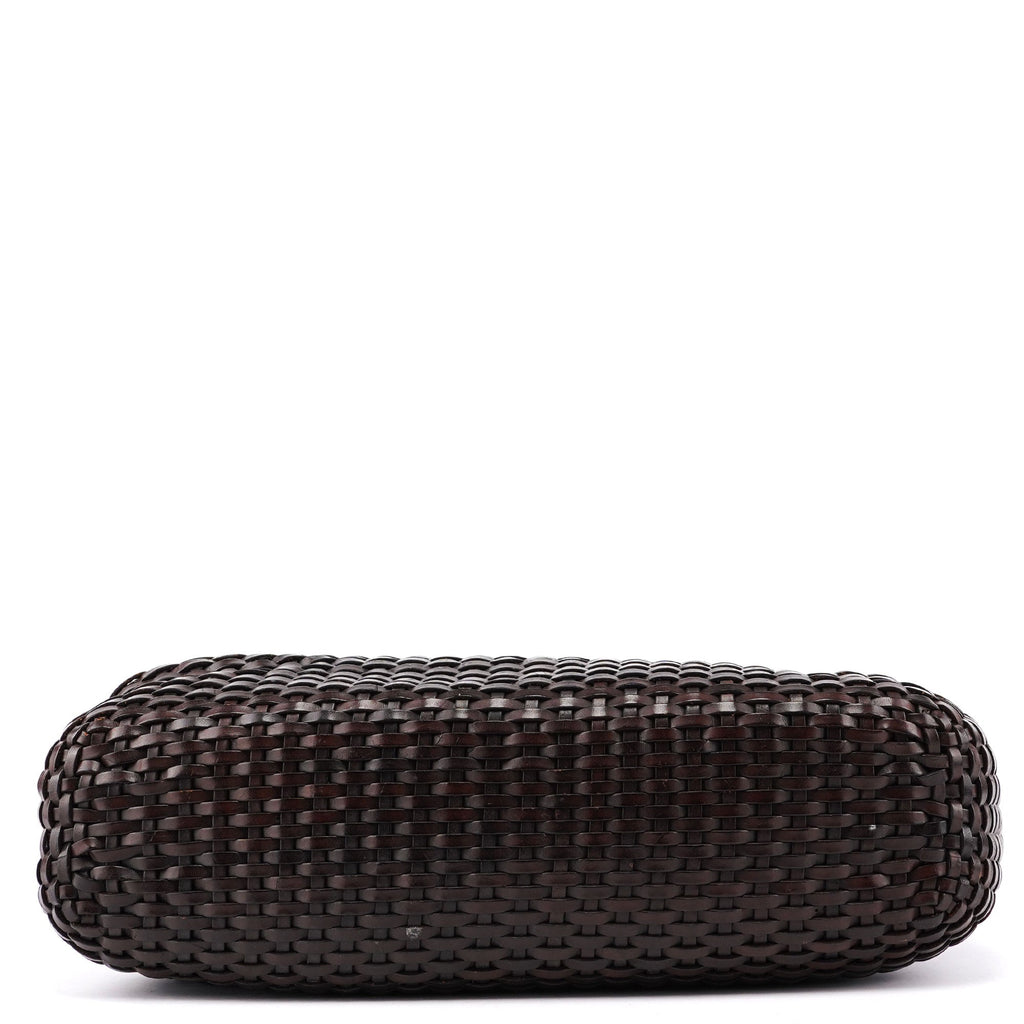 1996 Brown Woven Bamboo 2-Way Shoulder Bag