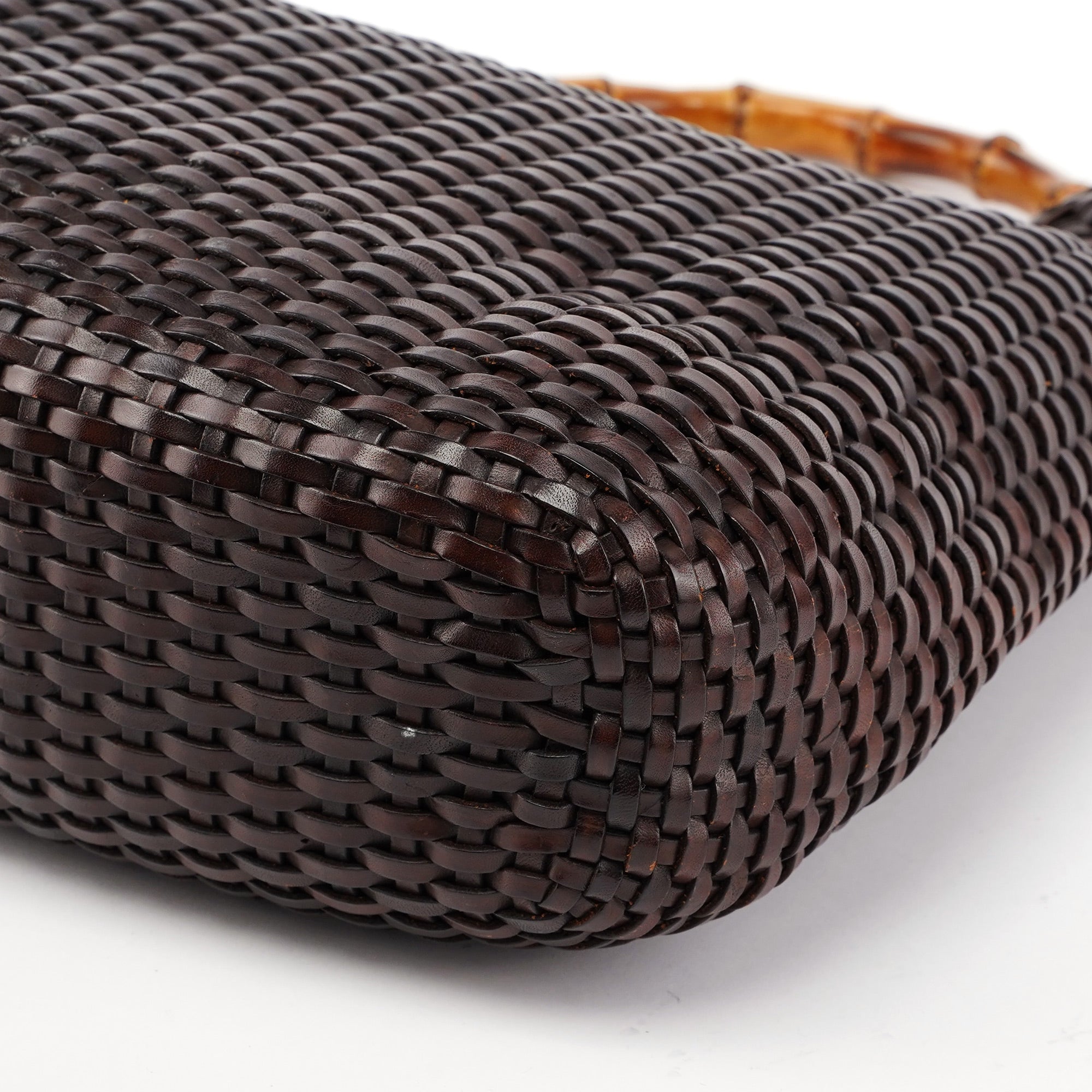 1996 Brown Woven Bamboo 2-Way Shoulder Bag