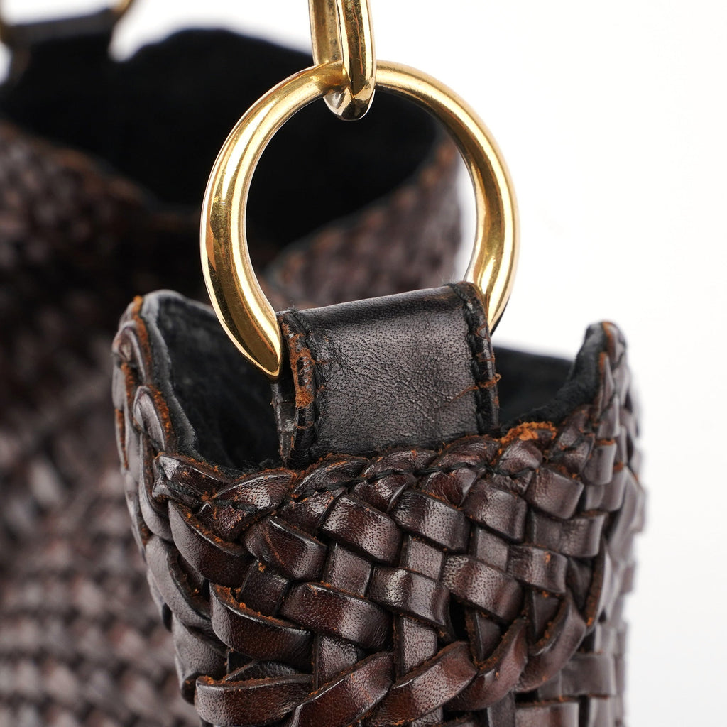 1996 Brown Woven Bamboo 2-Way Shoulder Bag