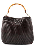 1996 Brown Woven Bamboo 2-Way Shoulder Bag