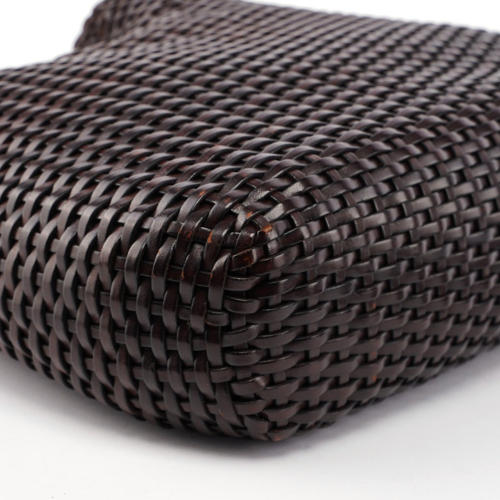 1996 Brown Woven Bamboo 2-Way Shoulder Bag