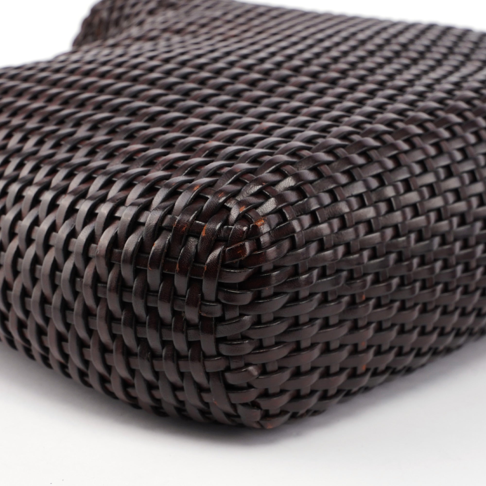 1996 Brown Woven Bamboo 2-Way Shoulder Bag