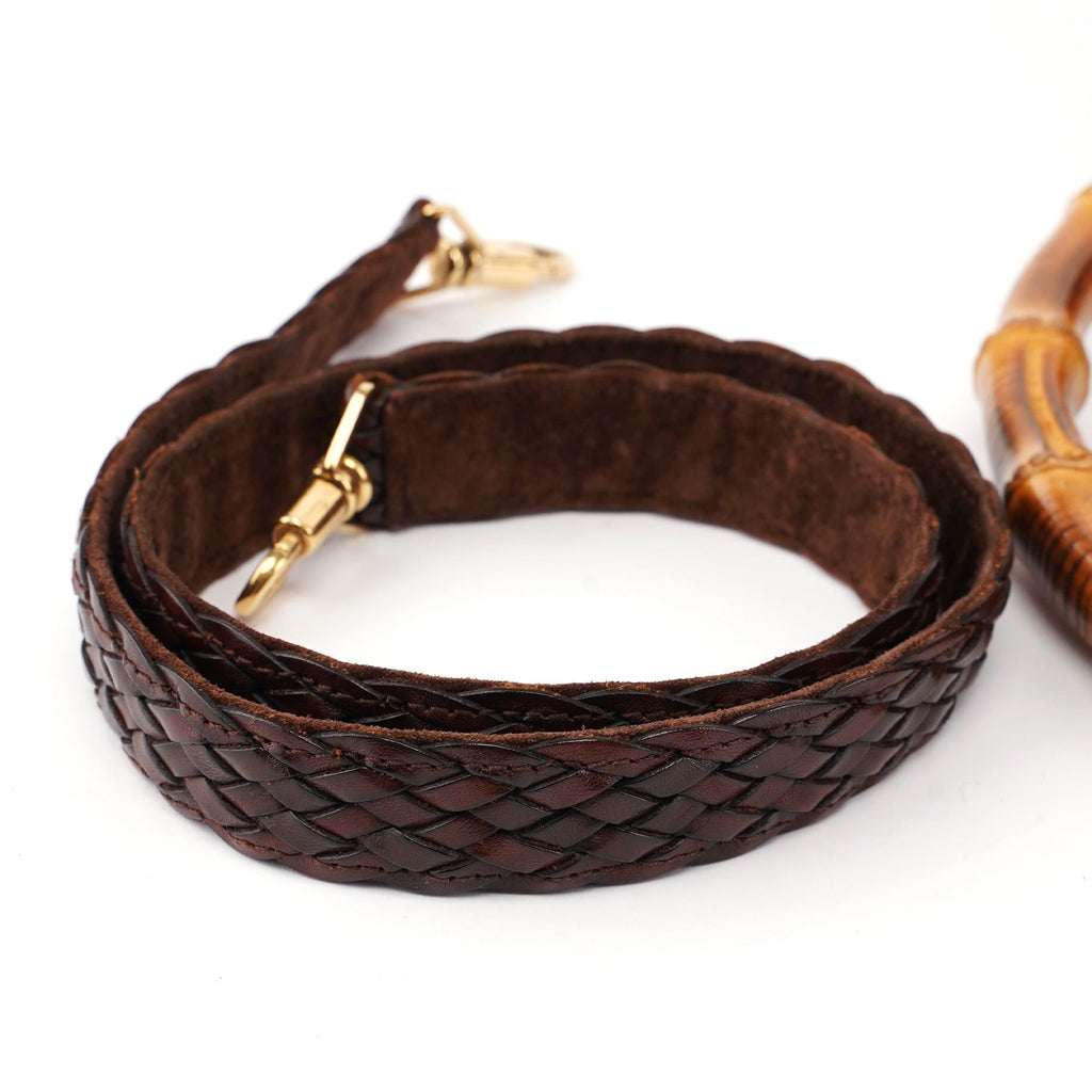 1996 Brown Woven Bamboo 2-Way Shoulder Bag