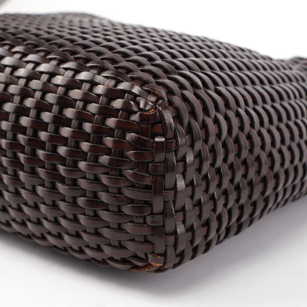 1996 Brown Woven Bamboo 2-Way Shoulder Bag