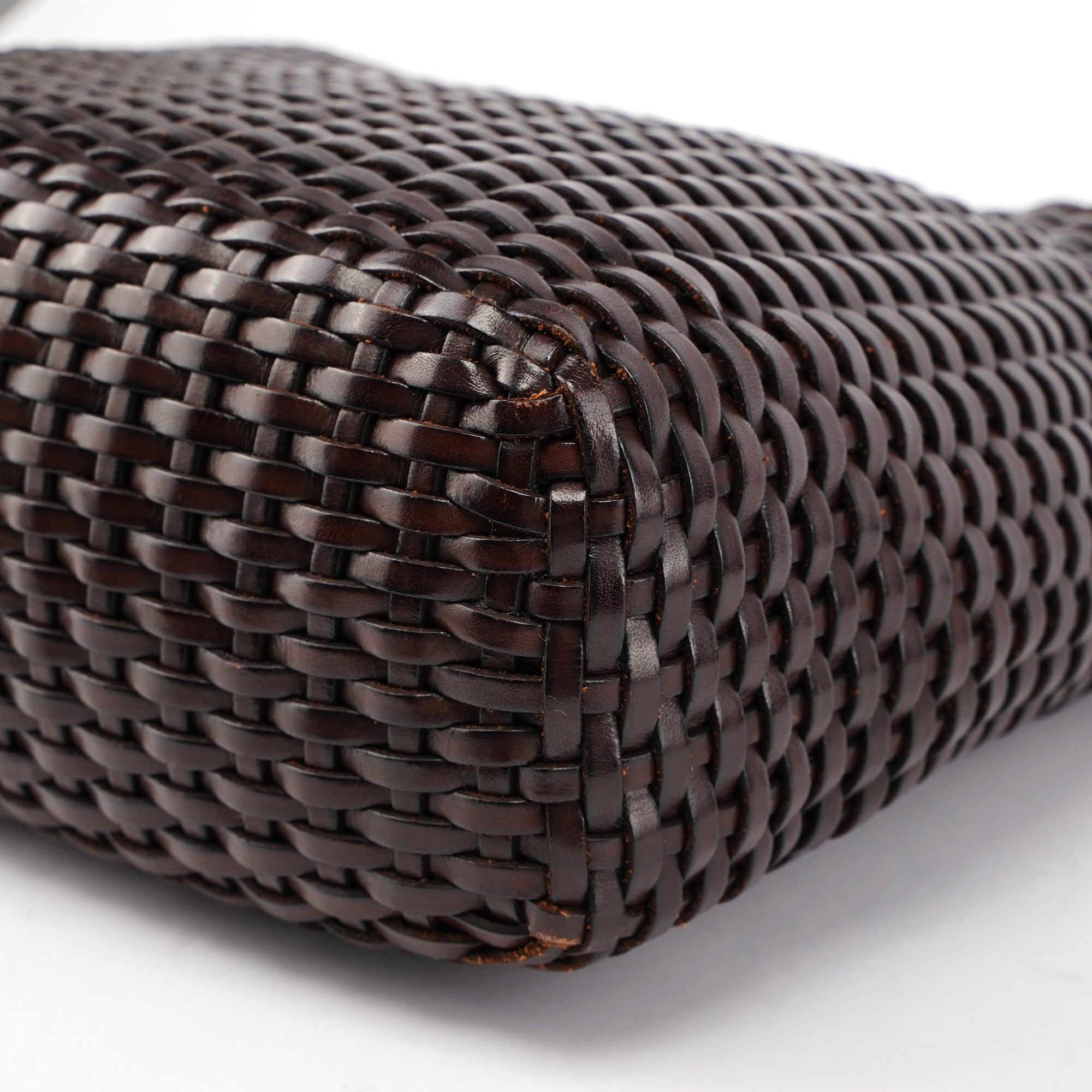 1996 Brown Woven Bamboo 2-Way Shoulder Bag