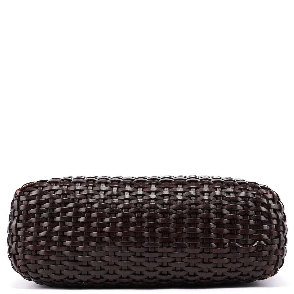 1996 Brown Woven Bamboo 2-Way Shoulder Bag